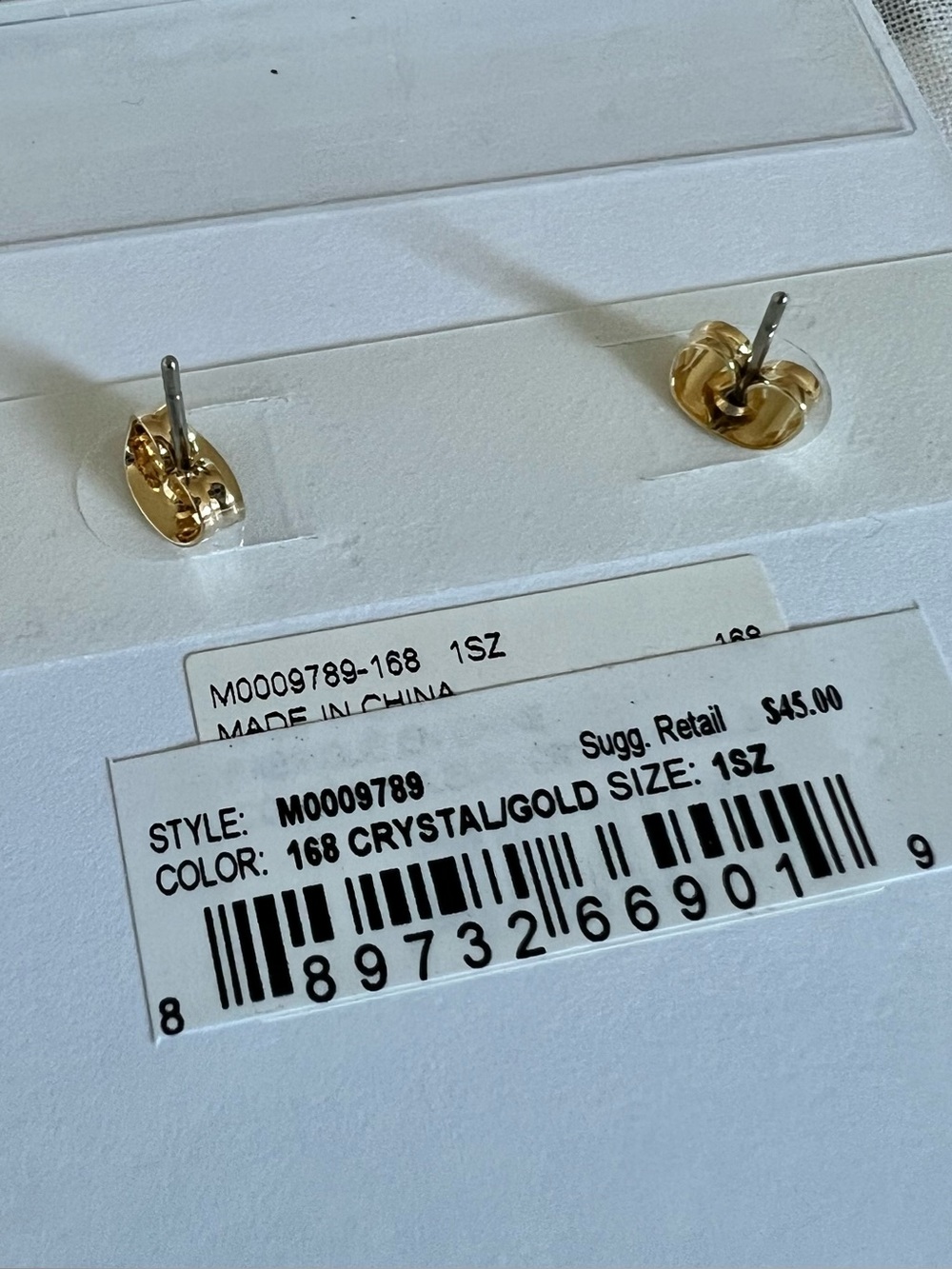 Marc Jacobs Gold-Tome Coin Stud Earrings with Clear Crystal Accent, NWT - Picture 5 of 5